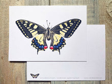 Lade das Bild in den Galerie-Viewer, Postkarte mit Schwalbenschwanz Schmetterling, Vorder- und Rückseite
