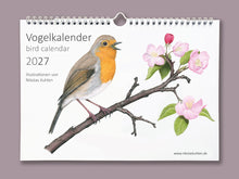 Lade das Bild in den Galerie-Viewer, Vogelkalender 2027, Rotkehlchen auf dem Deckblatt
