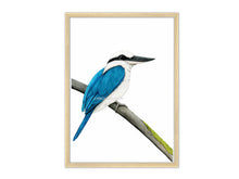 Load image into Gallery viewer, Vogel weiß blau auf Ast
