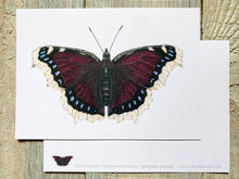 Load image into Gallery viewer, Postkarte mit Trauermantel Schmetterling, Vorder- und Rückseite
