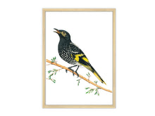Load image into Gallery viewer, Vogel schwarz gelb auf Ast Rahmen
